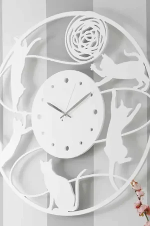 Grande Horloge Murale Décorée De Couleur Ronde Moderne - Chat Satisfait Ou Remboursé