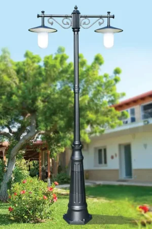 Lampadaire 2 Lumières Style Vintage en Aluminium Gris Fabriqué en Italie - Belen Commande En Gros