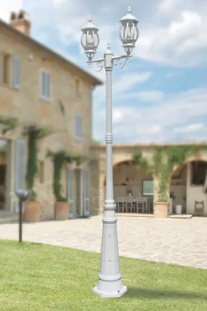 Offre Limitée Lampadaire à 2 Lumières Style Vintage en Aluminium Blanc Fabriqué en Italie - Dodo