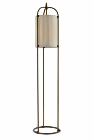Offre Limitée Lampadaire de design Huà Hikà en laiton et tissu, fait en Italie