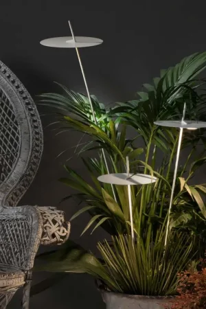 Haute Qualité Lampadaire de Jardin Design Aluminium Blanc avec Feuille de Nénuphar - Cipriam
