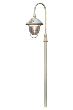 Lampadaire de jardin en aluminium peint à la main et décor de fleurs - Bari Expédié Aujourd'hui