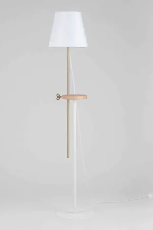 Lampadaire design en acier, frêne et laiton Made in Italy - Pitulla Nouvelle Collection
