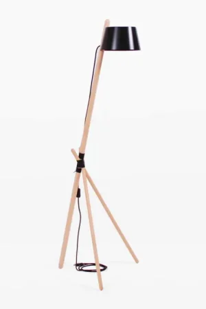 Lampadaire design en bois de hêtre et métal laqué - Avetta Dernière Chance