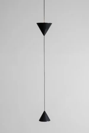 Lampe à fil suspendue en aluminium noir et design à double cône - Mercado Jusqu'à Épuisement Des Stocks