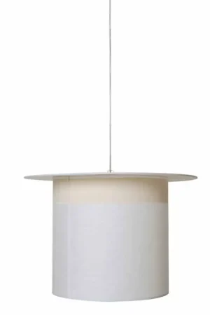 Produit De Marque Lampe à Suspension Cylinder Design en Lin Blanc, Made in Italy - Magic