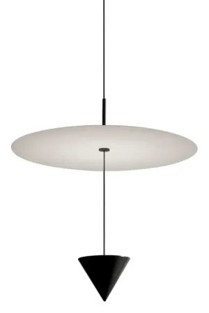 Lampe à Suspension en Aluminium avec Plaque Blanche et Cône Noir - Padel Jusqu'à Épuisement Des Stocks