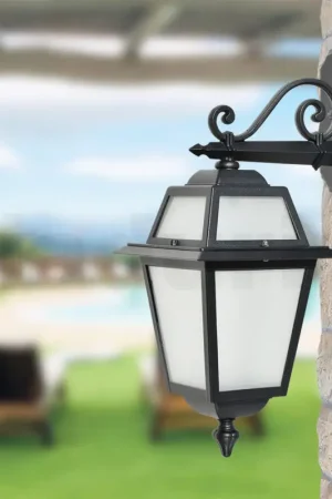 Nouvelle Collection Lampe de jardin en aluminium anthracite et verre sablé - Elric