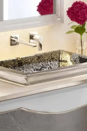 Lavabo semi-encastré moderne décoré à la main en Italie, Guido Marque