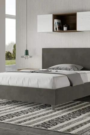 Bon Marché Lit double 140x200 cm avec tête de lit en microfibre, fabriqué en Italie - Pallone
