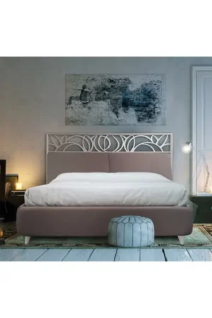 Achat Immédiat Lit double avec tête de lit en fer et coussins fabriqués en Italie - Peter