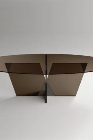Meilleur Prix Table à manger ovale avec plateau et base en verre Made in Italy - Tiseo