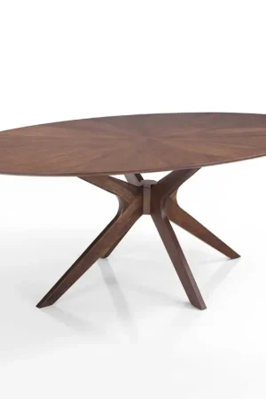 Table à manger ovale en Mdf avec structure en bois massif - Fulmine Pas Cher