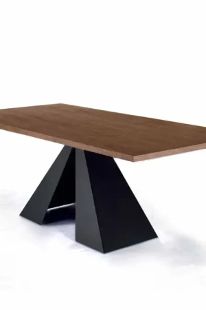 Table à manger plaquée avec base en acier fabriquée en Italie - Dalmatien Commander Maintenant