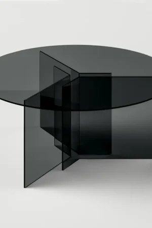 Expédié Aujourd'hui Table à manger ronde avec base et plateau en verre Made in Italy - Charles