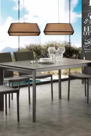 Table à rallonge de design Filadelfia, avec plateau en verre-céramique Commander Vite
