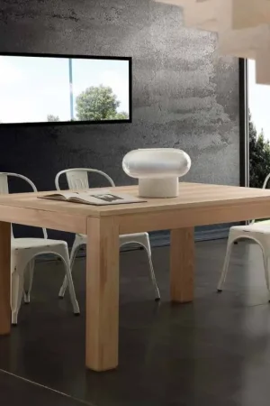 Prix Cassé Table à rallonge Indiana avec pieds en bois massif, design moderne