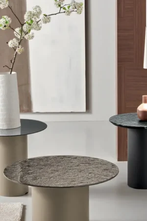 Seulement Aujourd'hui Table basse avec piètement en métal et plateau en miroir ou en verre de Ø45 cm - Flaminia