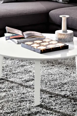 Seulement Aujourd'hui Table basse avec plateau rond en Mdf laqué Made in Italy - Tobiko