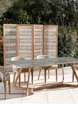 Affaire À Saisir Table d'extérieur avec base en bois et plateau en céramique Santos - Infinity