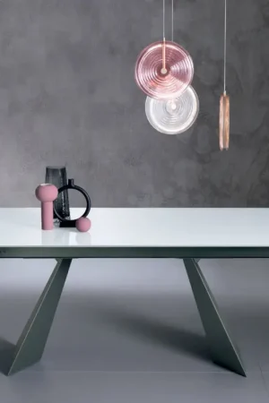 Table extensible avec rallonge latérale en verre opalin - Aperol Must-Have