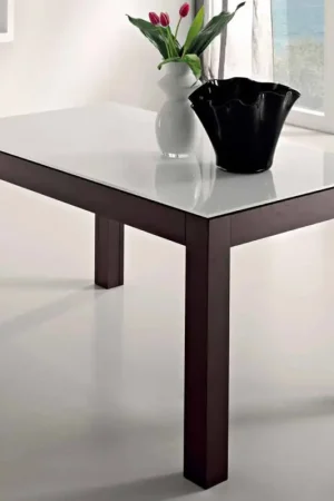 Prix Réduit Table extensible jusqu'à 270 cm en verre et bois de frêne Made in Italy - Homer