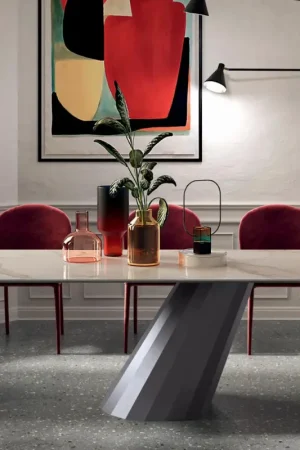 Top Vente Table Fixe avec Base en Acier et Plateau en Céramique Made in Italy - Pantalon