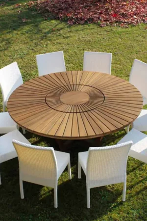 Dernier Modèle Table ronde en teck Real Table, pour le jardin et la maison