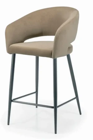 Tabouret fixe avec assise en velours et base en acier fabriqué en Italie - Alassio Satisfait Ou Remboursé