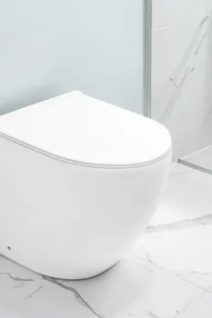 Bon Plan Toilettes Aralia blanches en céramique, à montage sur pied et à effet cyclonique, avec siège à fermeture amortie