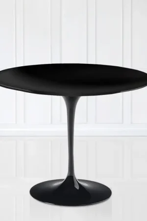 Certifié Table Tulipe Eero Saarinen H 74 avec plateau en stratifié liquide noir, fabriquée en Italie - Écarlate