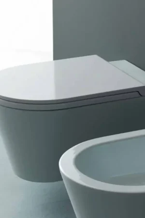 Expédition Rapide Vase WC suspendu moderne 57 x 37 cm en céramique Sun Round, fabriqué en Italie
