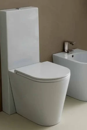 Commander Vite Vase de toilette moderne Sun Round en céramique de 57x37 cm en céramique blanche, fabriqué en Italie