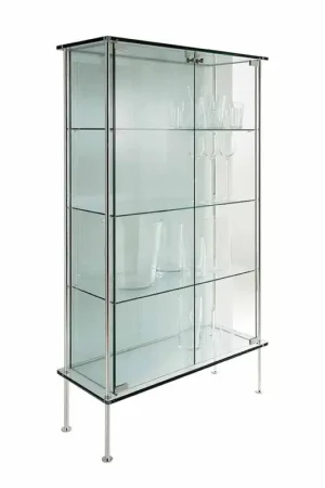 Vitrine Murale en Verre Transparent et Métal avec 2 Portes Design - Lorella Pas Cher