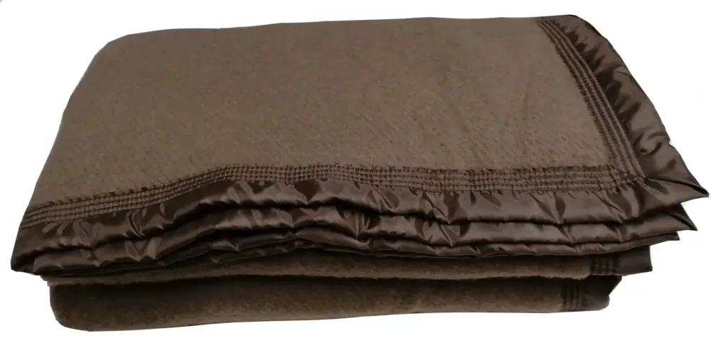 OURSONCouverture laine Woolmark Champagny-Chocolat -180 x 220 cm Usine Directe
