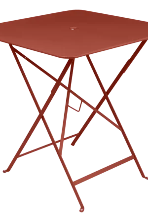 Authentique FERMOBTable Carrée Pliante 71 x 71 cm Bistro en Acier-Ocre Rouge