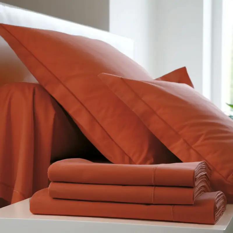Meilleur Prix BLANC DES VOSGESDrap housse Percale Easy-Terracotta -90 x 190 cm