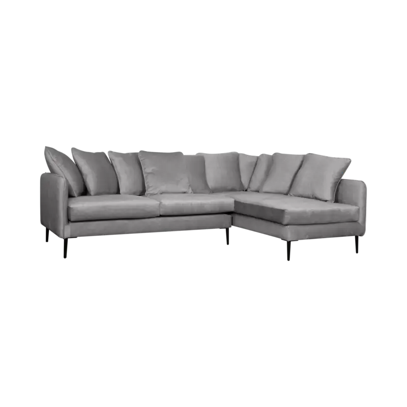 Offre Du Jour Canapé d'angle velours Olympe-Gris -Canapé angle droit