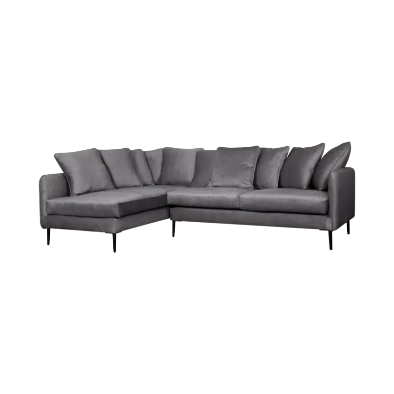 Vente Flash Canapé d'angle velours Olympe-Anthracite -Canapé angle gauche