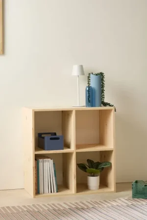 Bon Marché Etagère bois massif 2x2 cases Elio