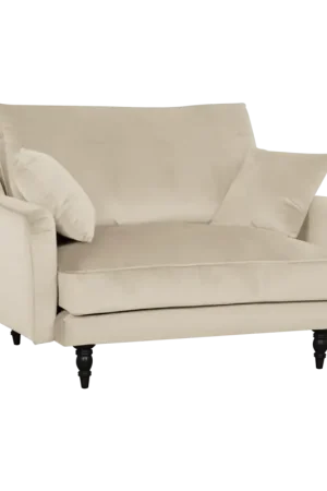 Bon Plan Fauteuil XXL velours Olie-Ecru