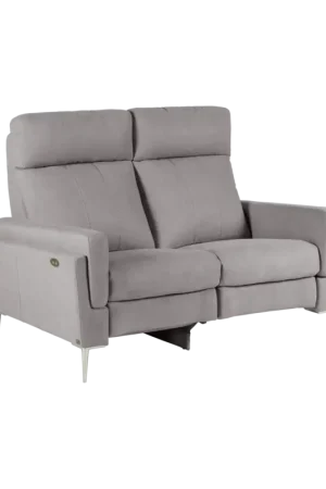 Authentique Canapé relax électrique tissu Boston-Gris Clair -2 places - relax à gauche