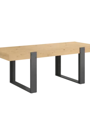 Table à manger rectangulaire décor bois et noir 6 personnes Pippa Livraison Express