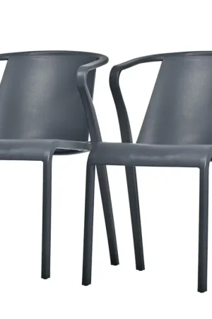 EZPELETALot de 2 Fauteuils Empilables Fado-Anthracite Acheter En Ligne
