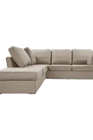Canapé d'angle réversible tissu déhoussable Marbella-Beige Certifié