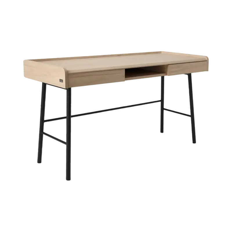 Bureau décor bois pieds métal 2 tiroirs Mila Marque
