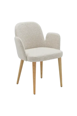 Acheter En Ligne Chaise avec accoudoirs bouclette pieds bois Maxine-Bouclette